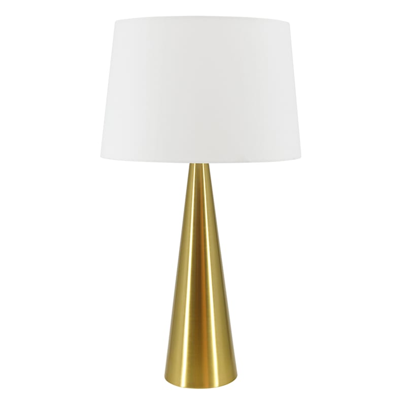 Gold Metal Cone Table Lamp with Shade, 25"