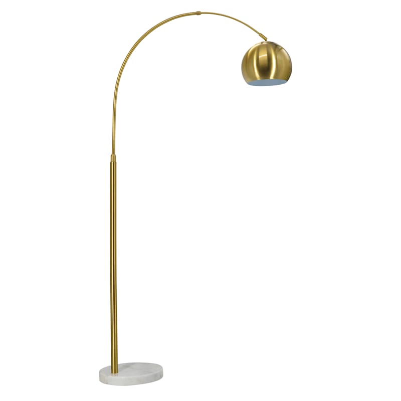 Black Arc Floor Lamp with Marble Base & Metal Dome Shade, 70"