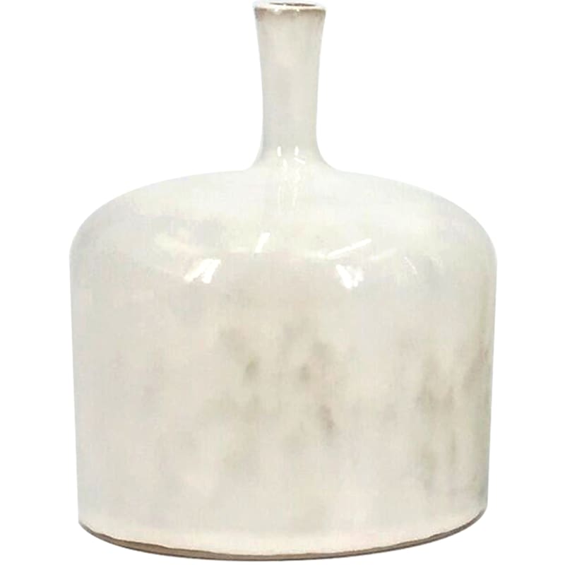 Honeybloom Emily White Ceramic Bottle Vase, 6"� �