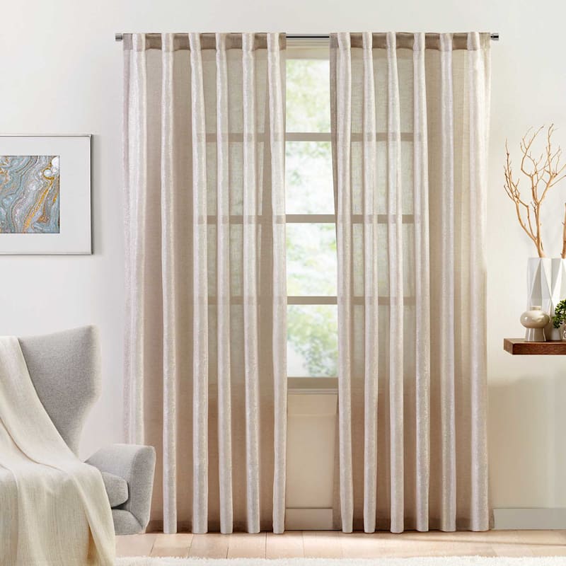Metallic Natural Luxe Sheer Curtain Panel, 84"