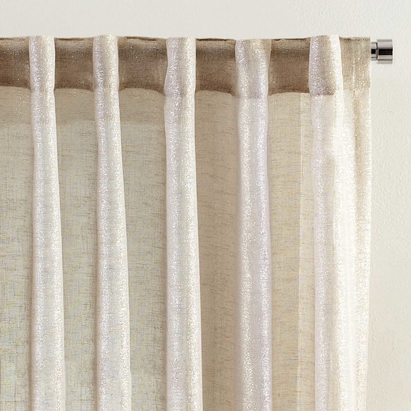 Metallic Natural Luxe Sheer Curtain Panel, 84"