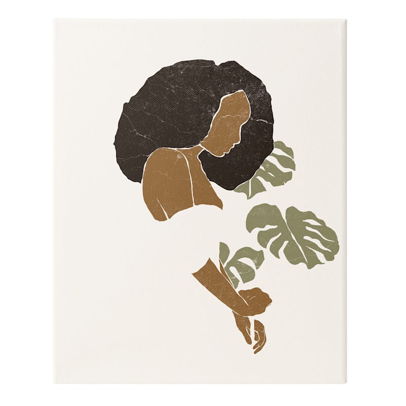 Lady & Leaves Canvas Wall Art, 12x16
