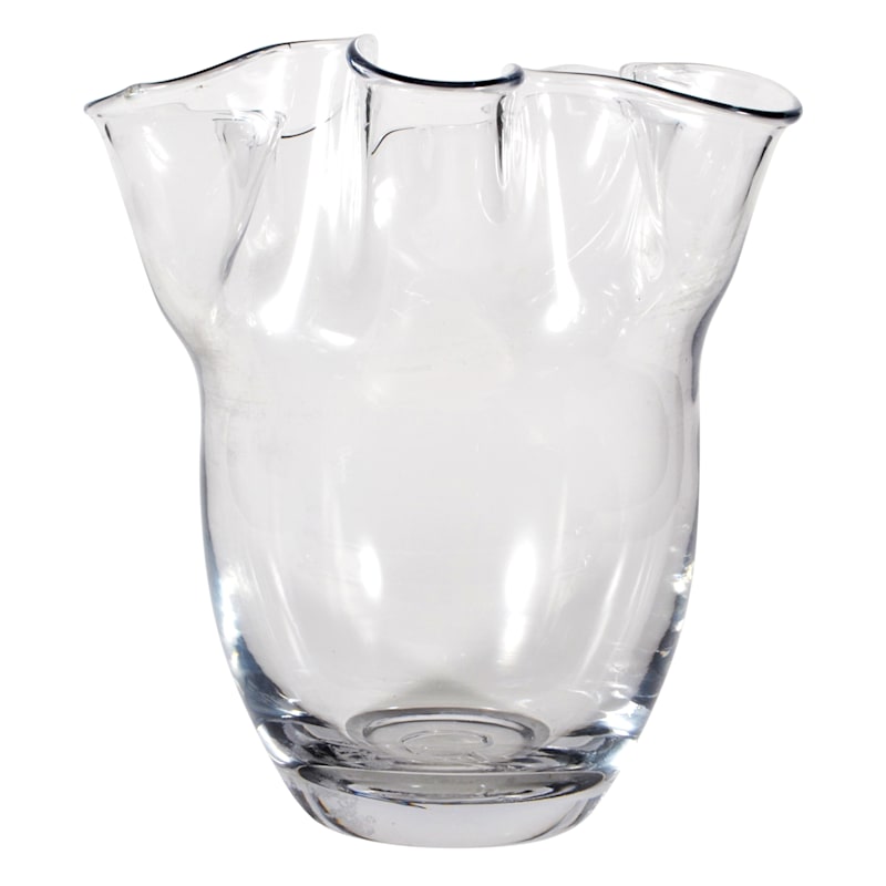Willow Crossley Clear Glass Pie Crust Edge Vase, 9"