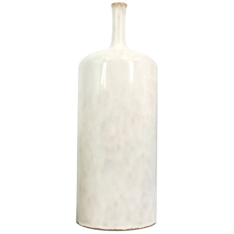 Honeybloom Emily White Ceramic Bottle Vase, 14"