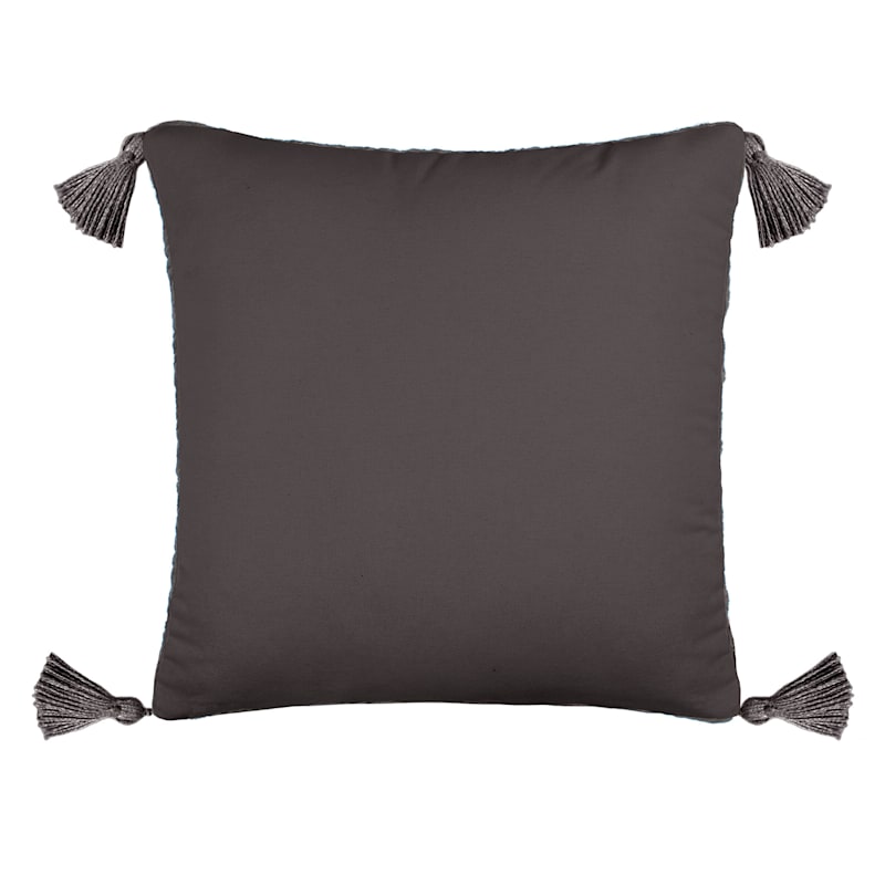 Found Fable Black Quilted Throw Pillow with Tassels 20