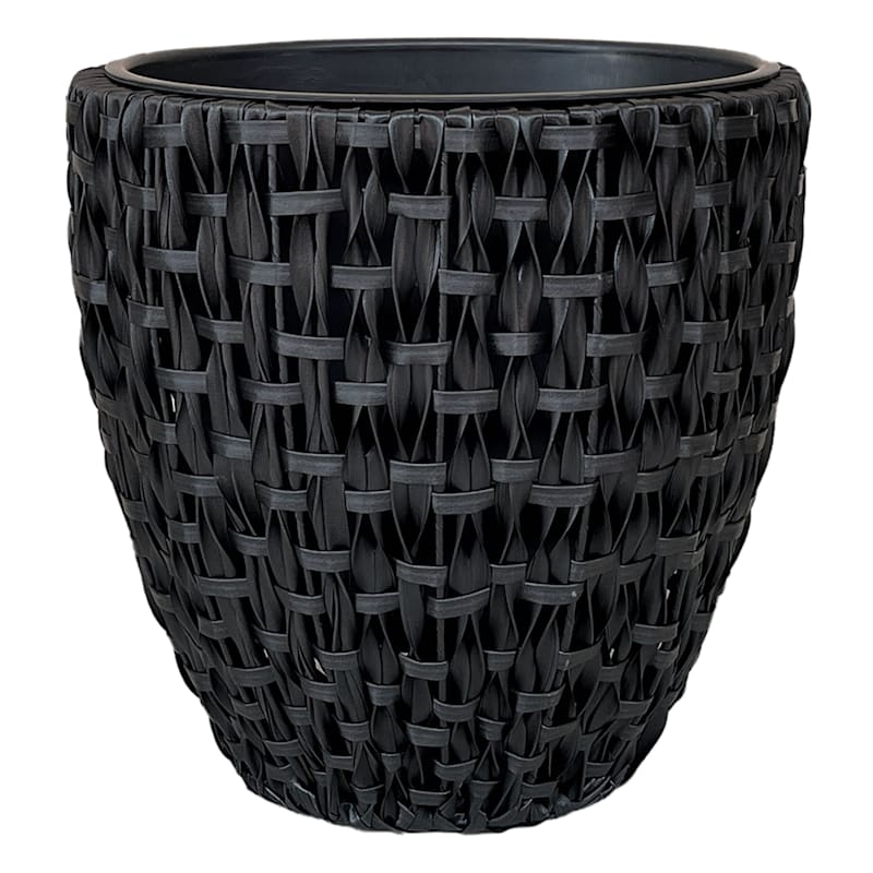 Found & Fable Black Woven Plicker Planter, Large