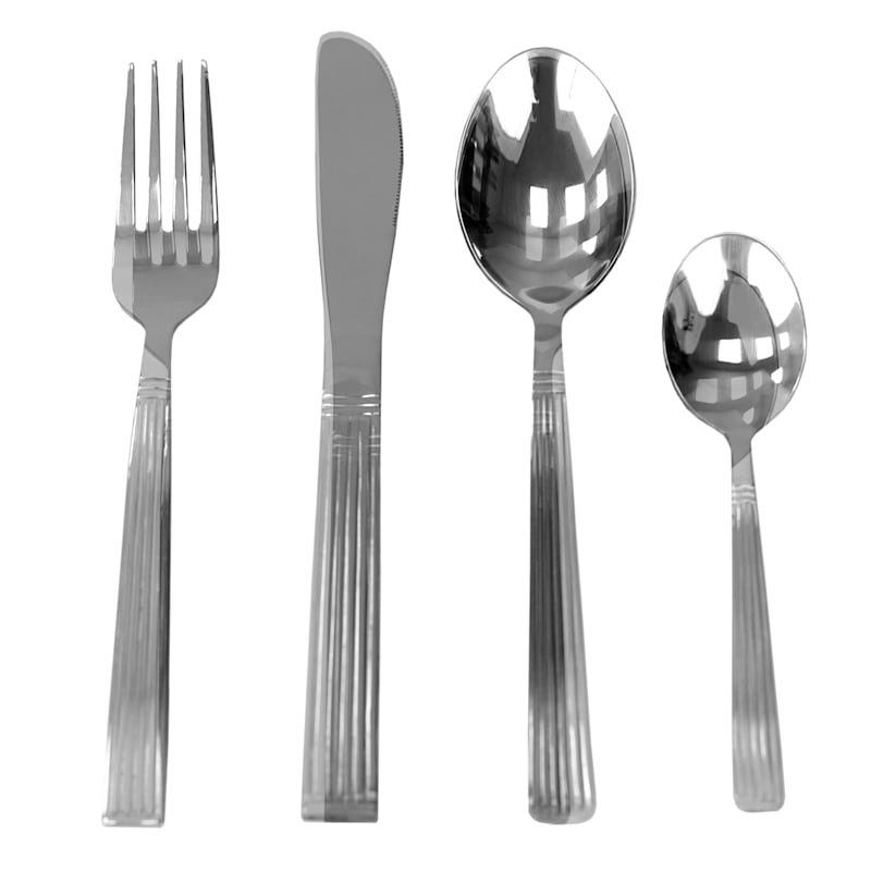 16Piece Striped Stainless Steel Cutlery Set