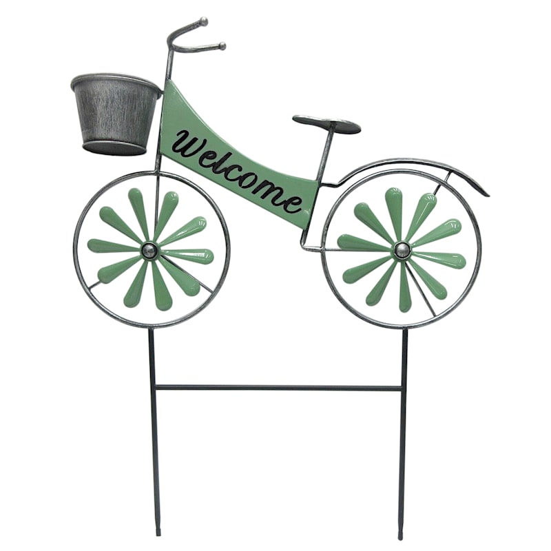 Green Metal Bicycle Yard Stake, 28