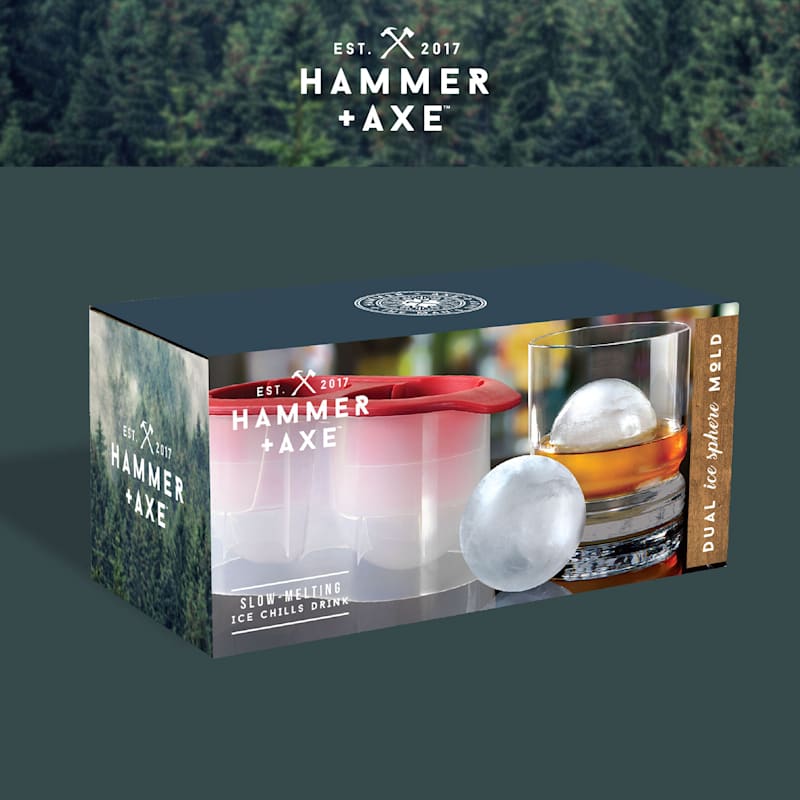Hammer + Axe XL Ice Cube Tray Makes Large 2 Slow Melting Ice Cubes HC6421