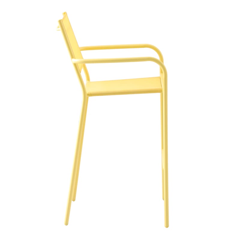 Sunny Club Light Yellow Textilene Stackable Outdoor Barstool