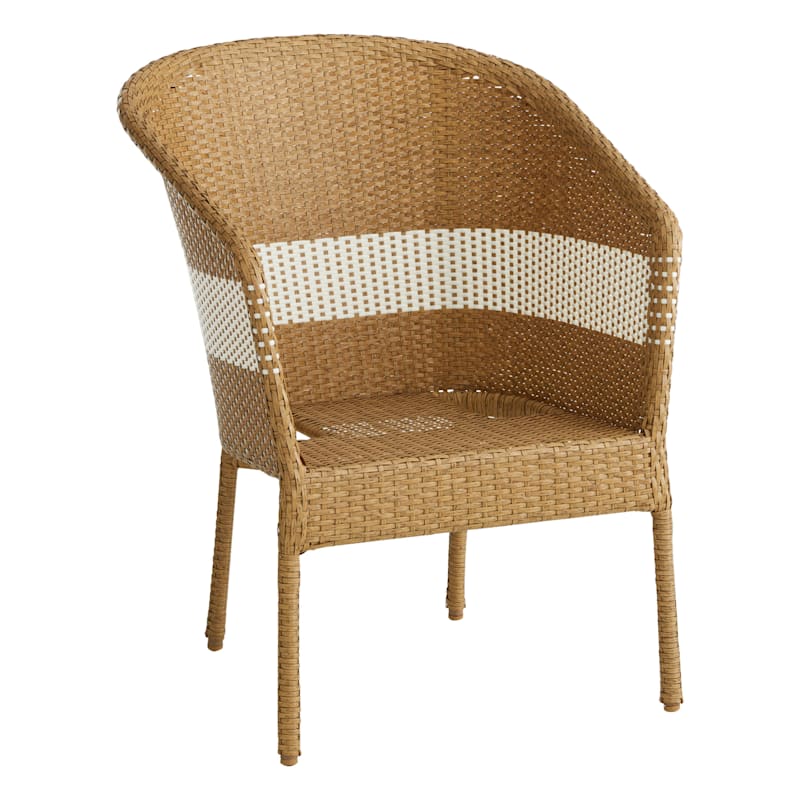 Providence Tan & White Outdoor Wicker Armchair