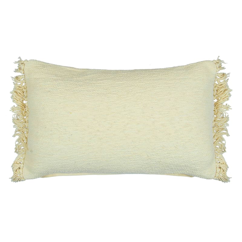Yellow fringe pillow top