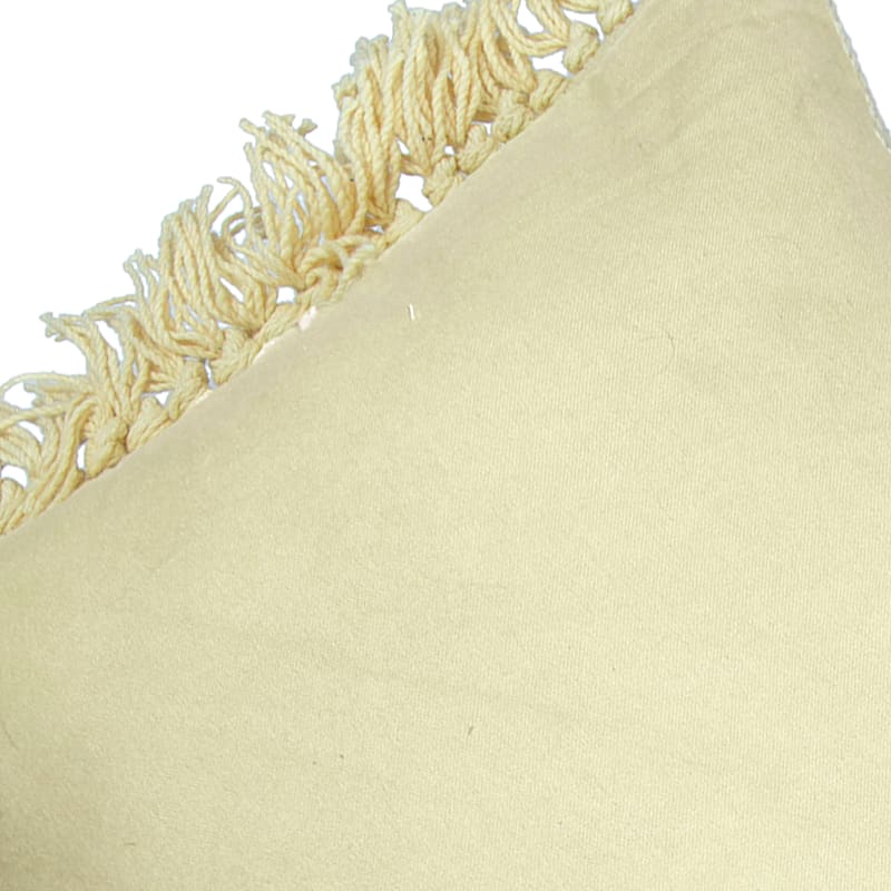 Honeybloom Yellow Woven Fringe Oblong Throw Pillow, 14x20