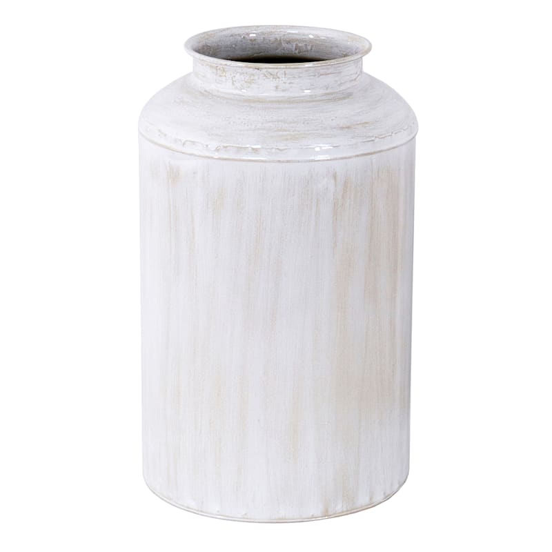 Honeybloom White Metal Vase, 14"