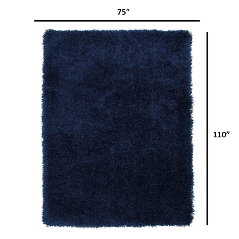 (C58) Mixed Blue Long Pile Shag, 7x10