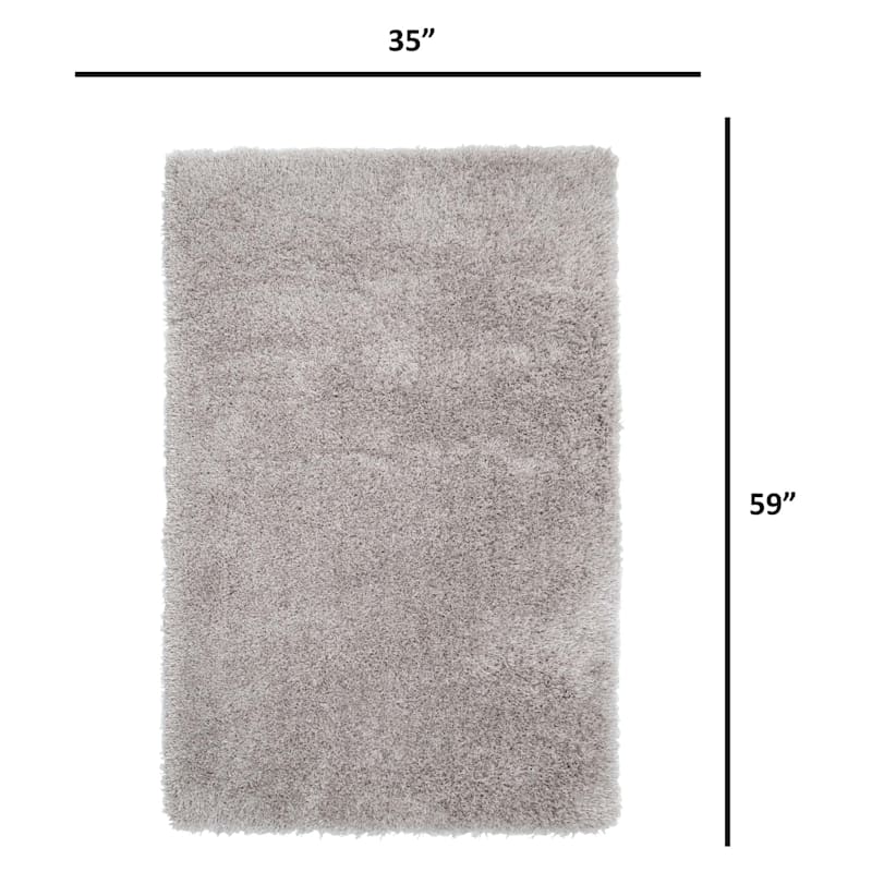 (C100) Mixed Silver Shag Accent Rug, 3x5