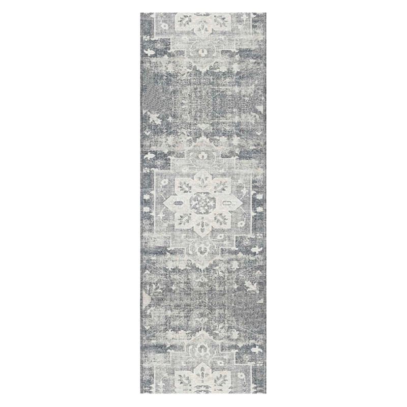 Honeybloom Neutral Flatweave Runner, 2x7, Grey, Cotton Sold by at Home