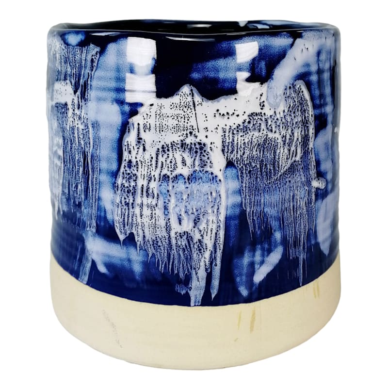 Ty Pennington Blue Drip Glazed Ceramic Planter, Large