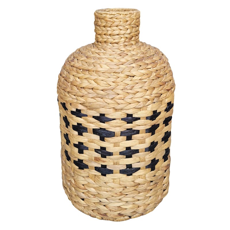 Tracey Boyd Natural & Black Wicker Woven Bottle Vase, 31.5"