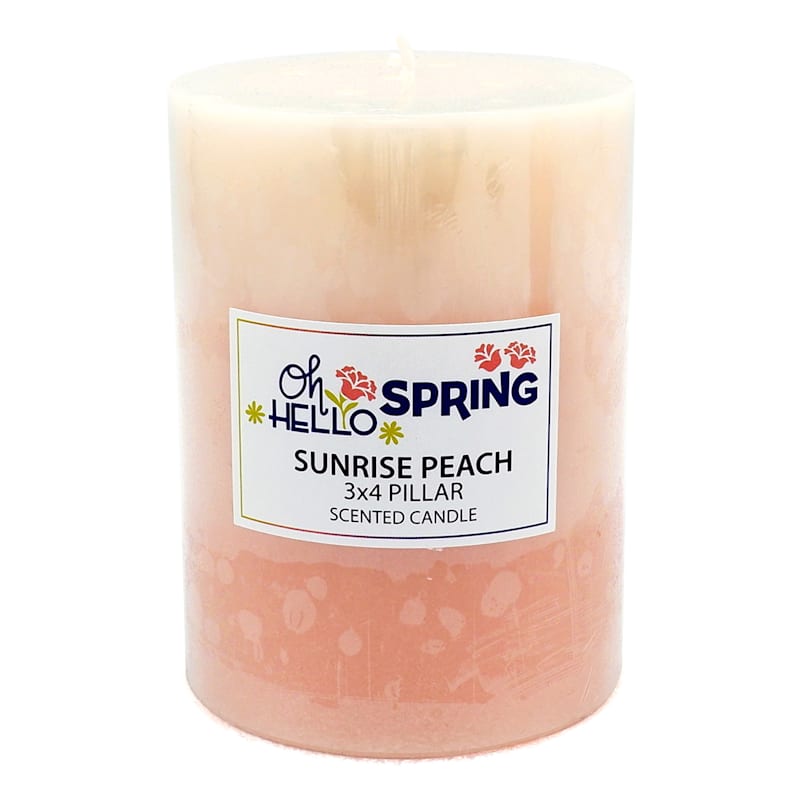 Sunrise Peach Scented Ombre Pillar Candle, 3x4