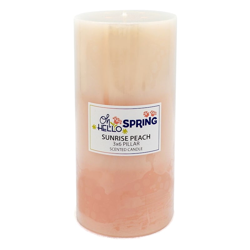 Sunrise Peach Ombre Scented Pillar Candle, 6"