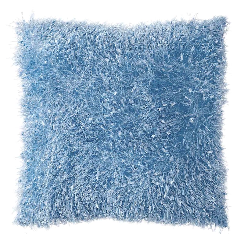 Blue Fuzzy Throw Pillow, 16"