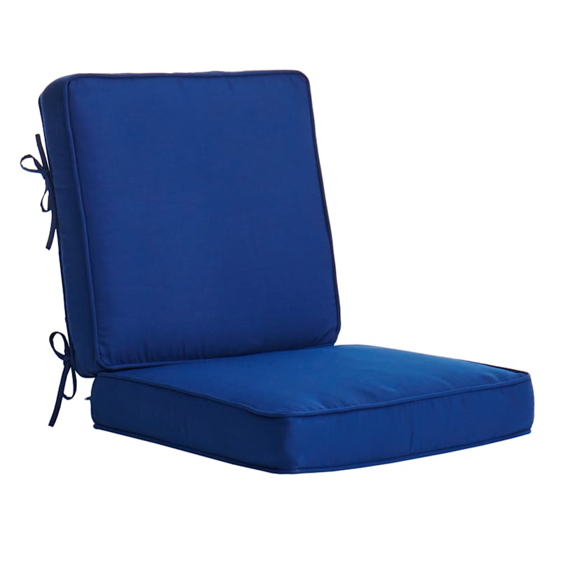 2-Piece Navy Blue Canvas Gusseted Outdoor Deep Seat Cushion Set
