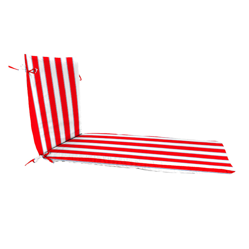 Providence Red & Navy Blue Awning Striped Basic Outdoor Chaise Lounge Cushion