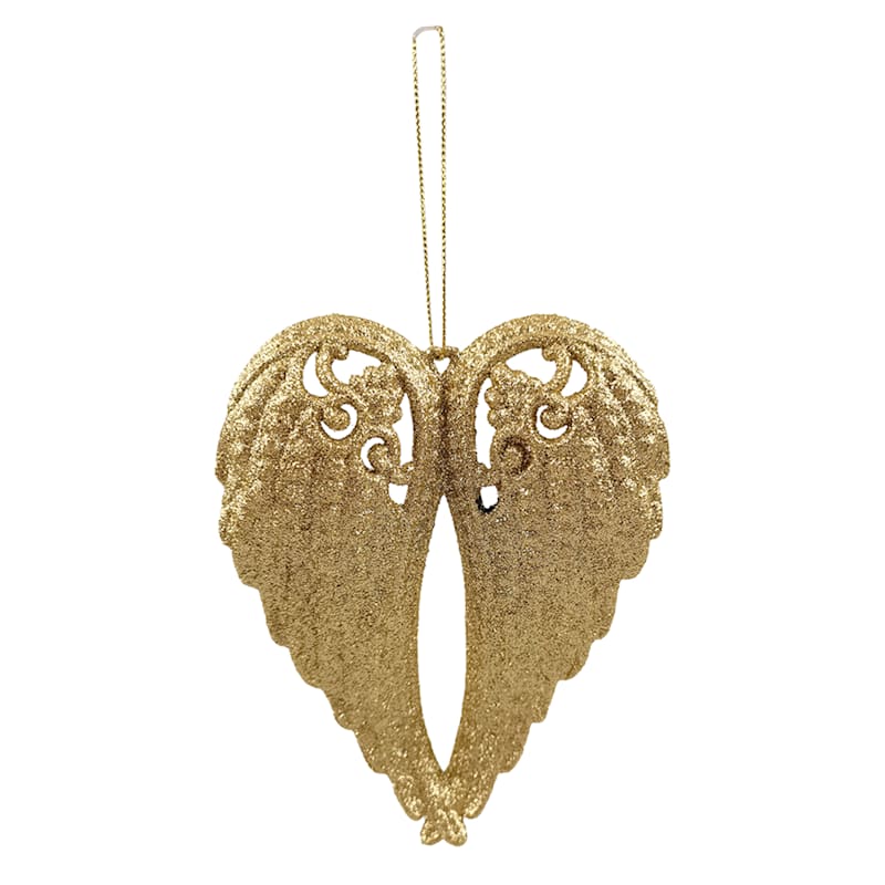Joyous Noel Gold Glittered Wings Ornament, 5.7