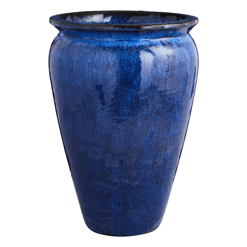 Arcadia Blue Ceramic Outdoor Planter, Large