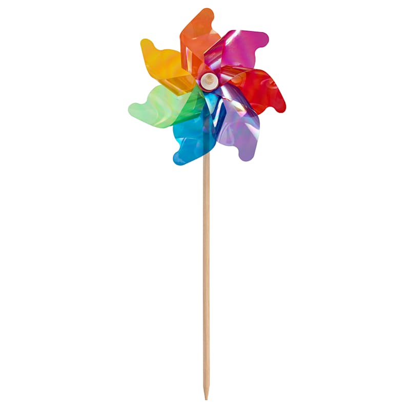 Multicolored Iridescent Plastic Whirligig, 29"