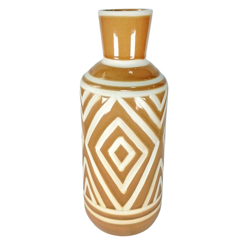 Tracey Boyd Terracotta Print Ceramic Bottle Vase, 13"