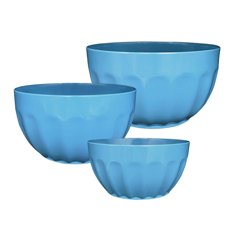 Set of 3 Melamine Mixing Bowls, Blue Sold by at Home