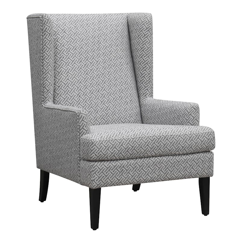 Providence Asher Greek Key Accent Chair, Grey