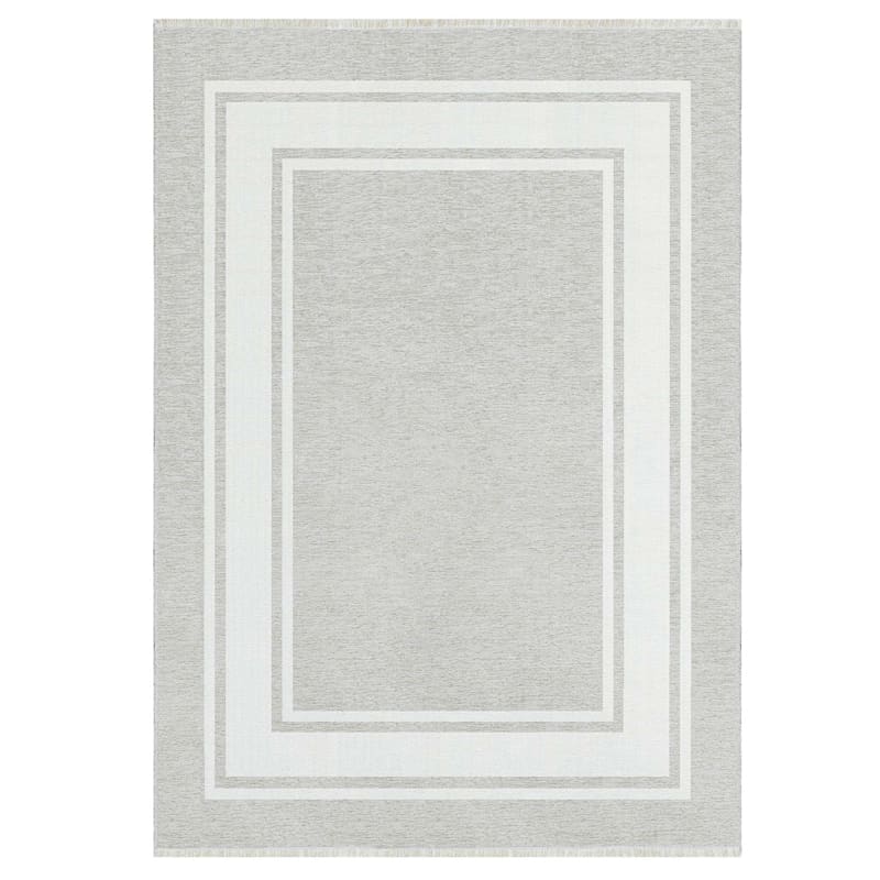 (B841) Providence Noa Grey Border Washable Area Rug, 5x7