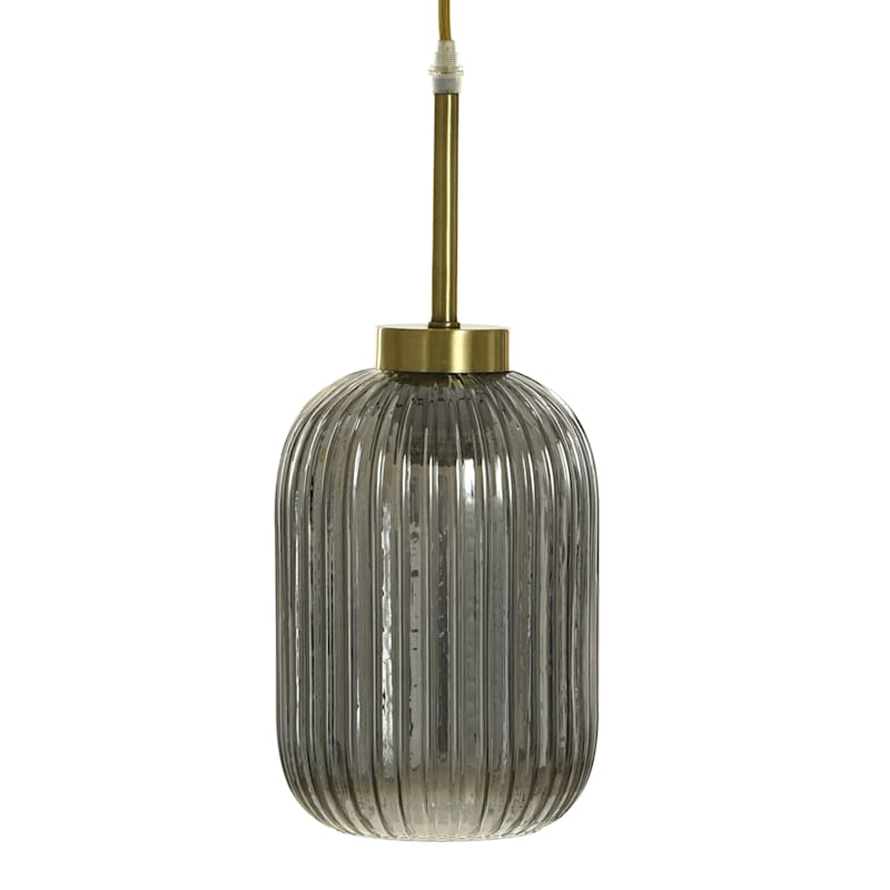 Metallic Glass Ribbed Hardwire Pendant Light 8