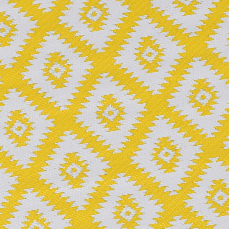 Yellow Diamond Design Plastic Outdoor Area Rug, 5x7