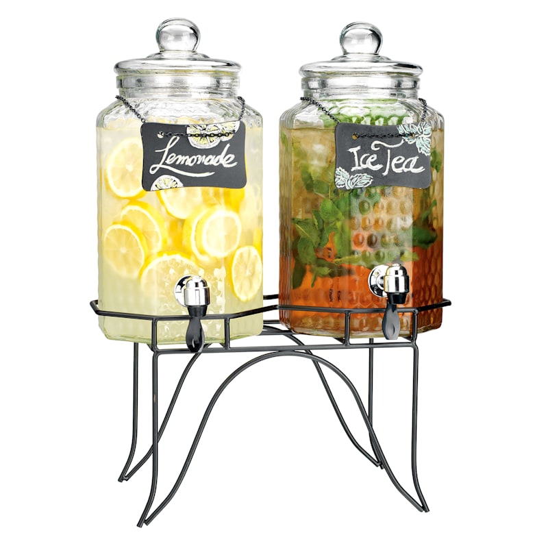 at Home Double 1-Gallon Beverage Dispenser with Stand