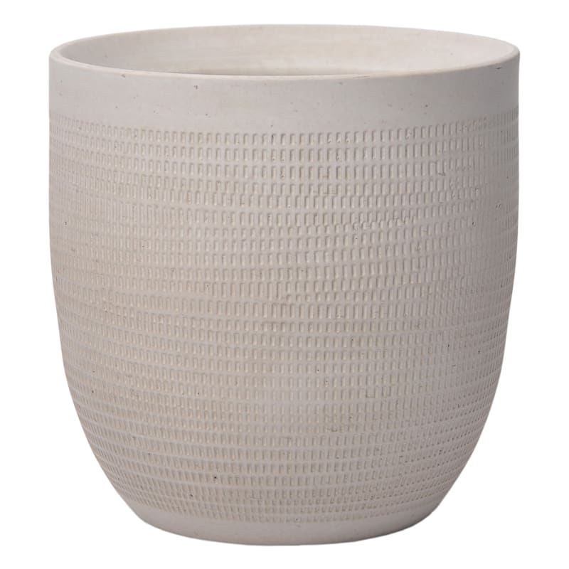 Lorelai White Etched Ceramic Planter, 7"