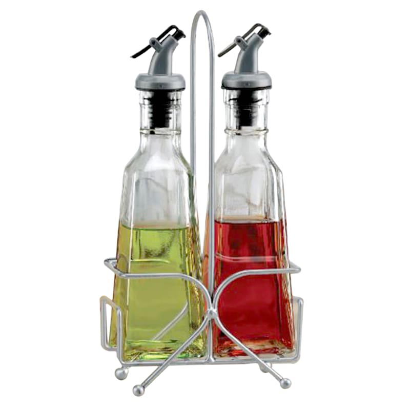 3Piece Oil & Vinegar Set in Chrome Caddy