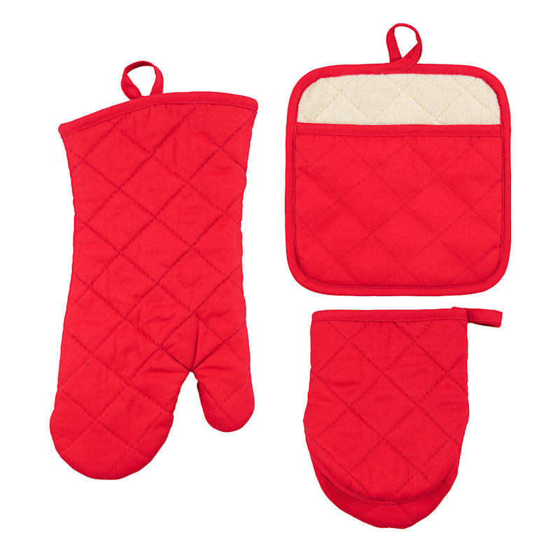 at Home 3-Piece Mini Red Oven Mitt Set