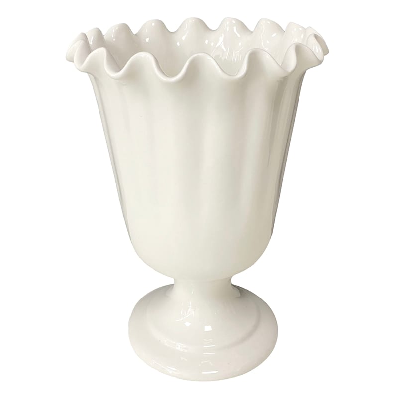 Willow Crossley White Ceramic Pie Crust Edge Ceramic Vase, 13"