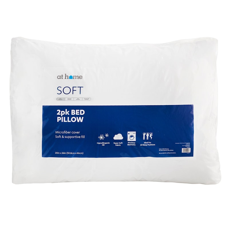 2-Pack White Bed Pillows, Standard