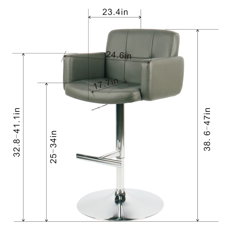 Crosby St. Stout Adjustable Faux Leather Barstool Grey