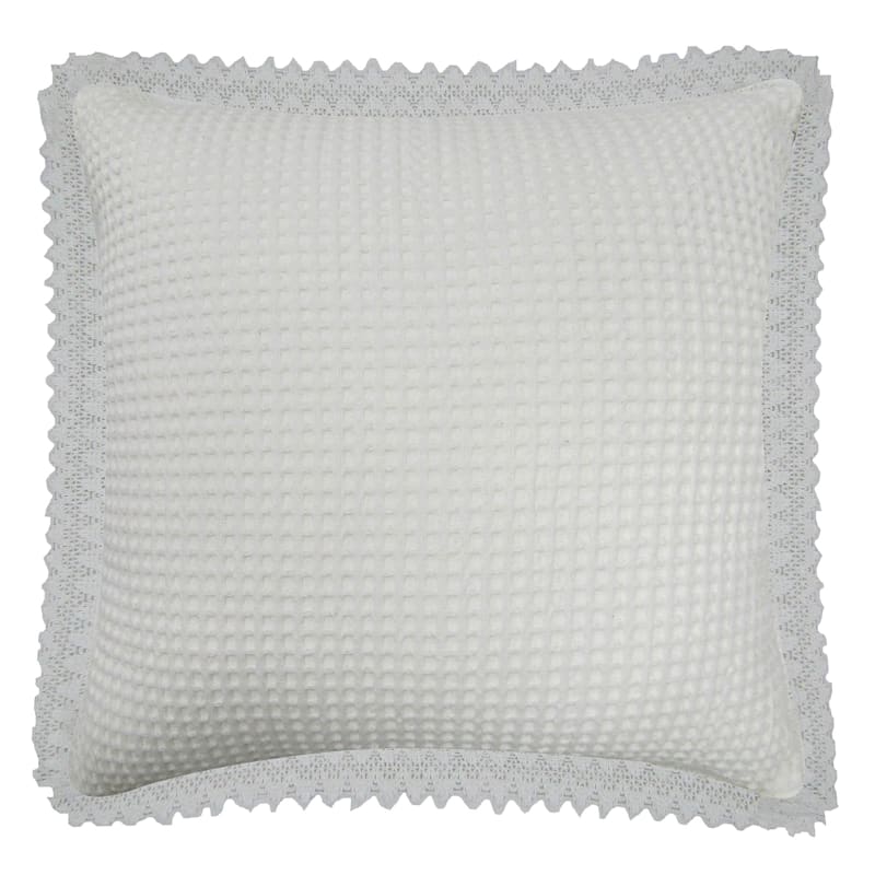 Grace Mitchell White Lace Trim Throw Pillow, 18"