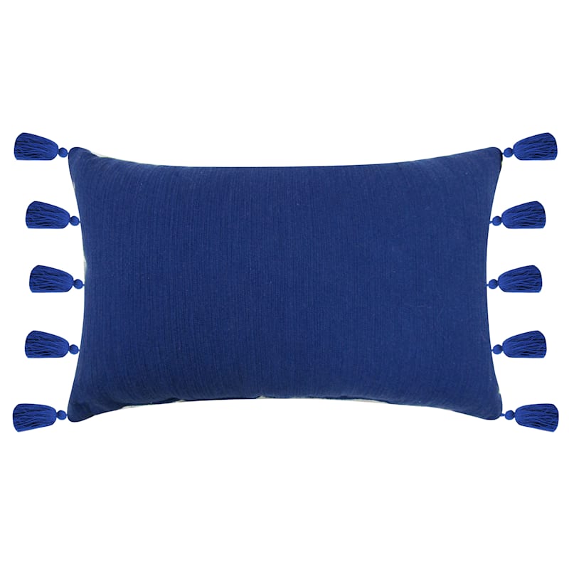 Tracey Boyd Textured Navy Blue Oblong Pillow