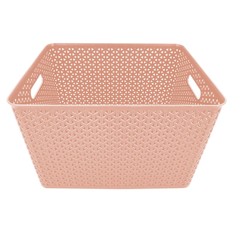 Blush Pink Y-Weave Storage Basket, Large in 2023  Woven baskets storage,  Pink storage bins, Storage baskets