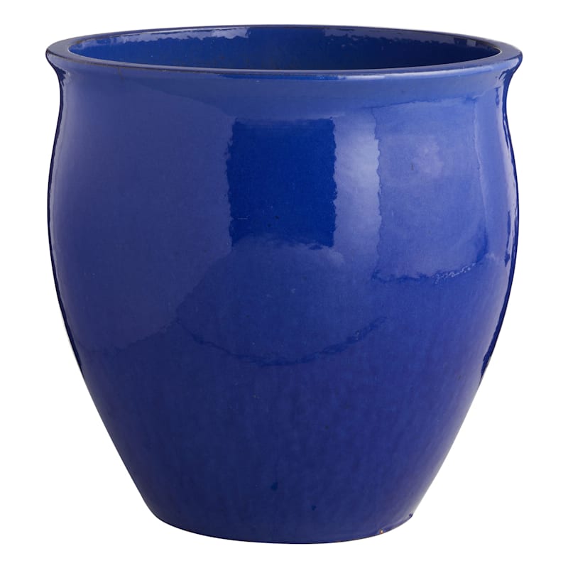 Blue Flare Ceramic Outdoor Planter, Large