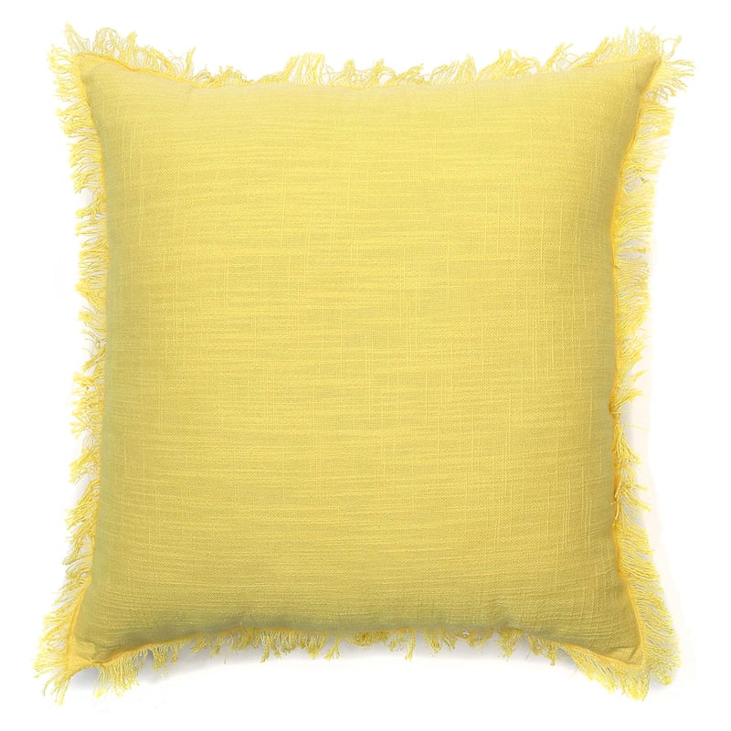 Yellow fringe pillow sales