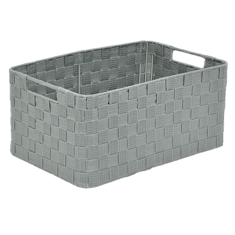 Grey Weave Round Corner Storage Basket, Medium